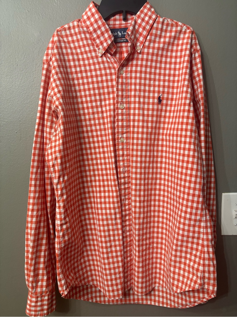 Ralph Lauren Orange and White Gingham Button-Down Shirt